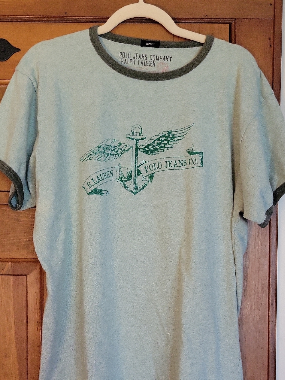 Ralph Lauren Polo Jeans Co. Men's Light Green Slim Fit Ringer Tee